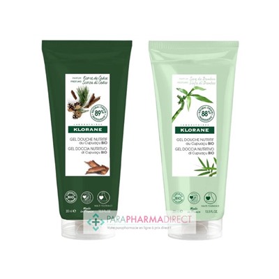 Klorane Cupuaçu Gel Douche Nutritif Ecorce de Cèdre + Gel Douche Nutritif Sève de Bambou 2x200mlLot  × 2