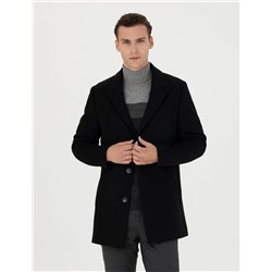 Siyah Ex. Slim Fit Kaşe Kaban