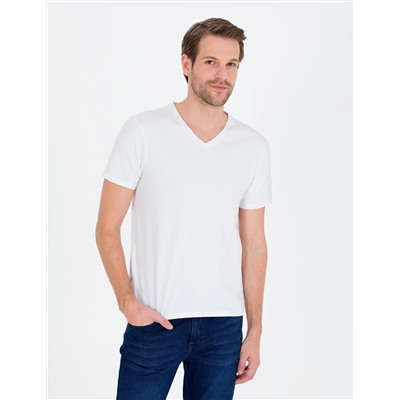 Beyaz Slim Fit Basic Tişört