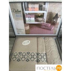 T1033/SM-02 Набор полотенец EFOR из 3-х предметов (50*70;50*90;70*140) DELINA бежевый (bej)