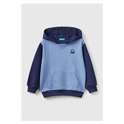 United Colors of BenettonErkek Çocuk Mavi Lacivert Logo Baskılı Renk Bloklu Sweatshirt