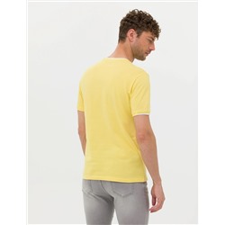 Açık Sarı Slim Fit Bisiklet Yaka Tişört