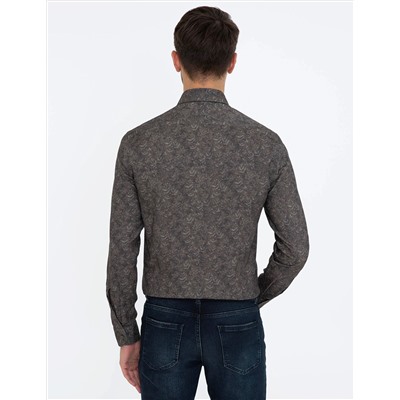 Haki Slim Fit Uzun Kollu Gömlek