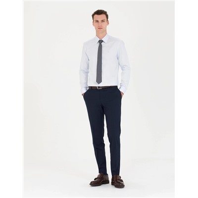 Açık Mavi Slim Fit Uzun Kollu Basic Gömlek