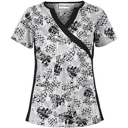 UA Splash Of Love White V-Neck Scrub Top