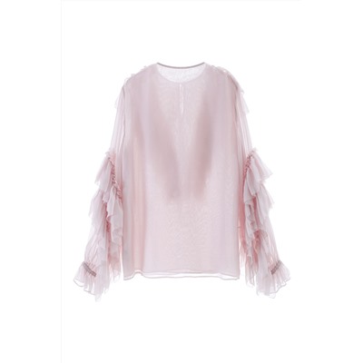 Blusa avolantada de seda Rosa empolvado