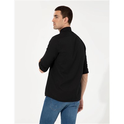 Siyah Slim Fit Oxford Gömlek