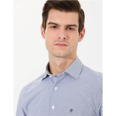 Lacivert Slim Fit Uzun Kollu Gömlek