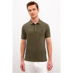 Erkek Koyu Haki Basic Polo Yaka Tişört