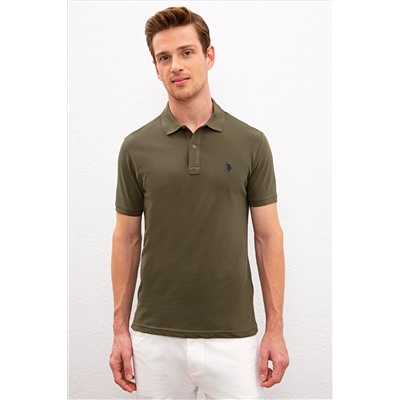 Erkek Koyu Haki Basic Polo Yaka Tişört