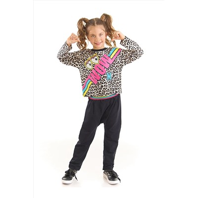 Mushi Wow Leopar Kız Çocuk T-shirt Pantolon Takım MS-22S1-054