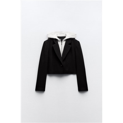 CROPPED BLAZER COMBINED WITH HOOD