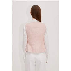 Chaleco de tweed Rosa empolvado y blanco