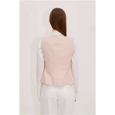 Chaleco de tweed Rosa empolvado y blanco