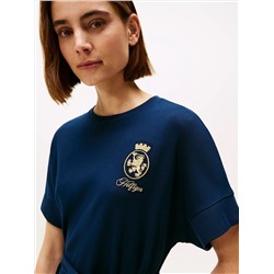 Gold Crest Logo Belted T-Shirt Dress