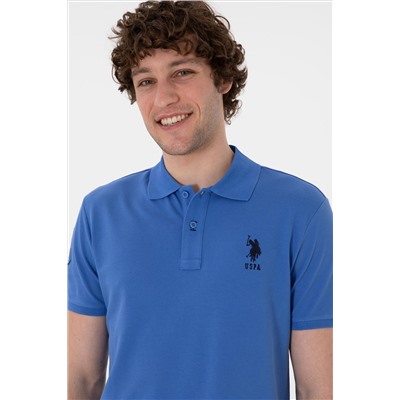 Erkek Slim Fit Polo Yaka İndigo Basic Tişört