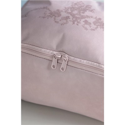Çiçek Desen Baskılı Hurç - Pudra - 52x28x21 cm
