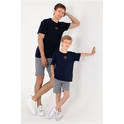 Erkek Comfort Fit Bisiklet Yaka Lacivert Tişört