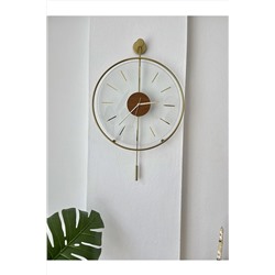 MetaQuartz Aksesuar Massive Ceviz Göbek 40*60 Cm Gold , Modern Dekoratif Metal Camlı Duvar Saati Massive123456