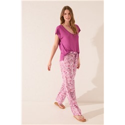Pantalón largo estampado rosa