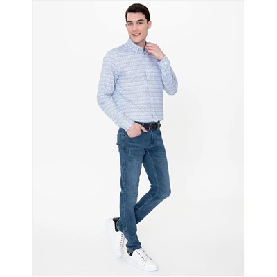 Mavi Slim Fit Uzun Kollu Gömlek
