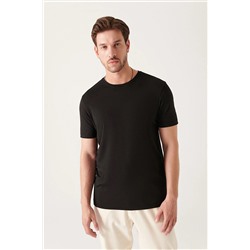 Avva Erkek Siyah Ultrasoft Bisiklet Yaka Düz Modal T-shirt E001171