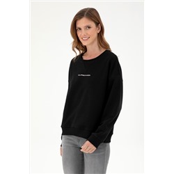 Kadın Siyah Bisiklet Yaka Sweatshirt