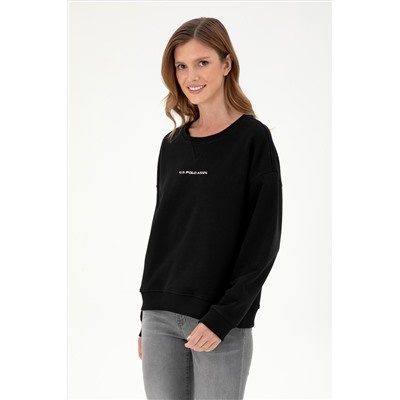 Kadın Siyah Bisiklet Yaka Sweatshirt