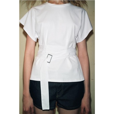 COTTON T-SHIRT WITH BELT