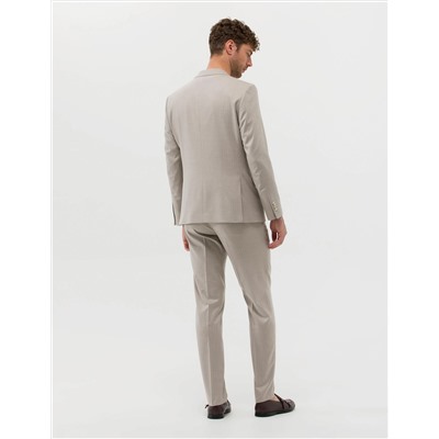 Bej Çizgili Ekstra Slim Fit Takım Elbise