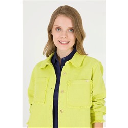 Kadın Neon Sarı Jean Gömlek