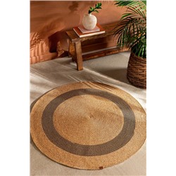 Alsace Yuvarlak Kilim - Naturel/Siyah - 120 cm