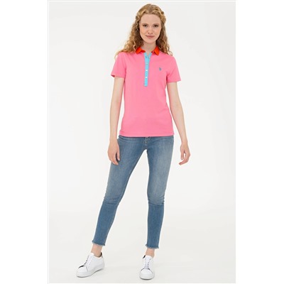Kadın Pembe Basic Polo Yaka Tişört