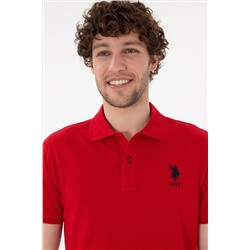 Erkek Slim Fit Polo Yaka Kırmızı Basic Tişört