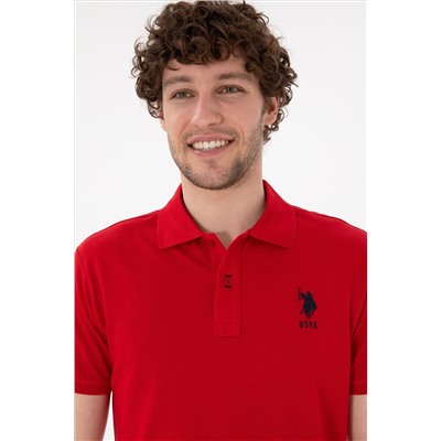 Erkek Slim Fit Polo Yaka Kırmızı Basic Tişört