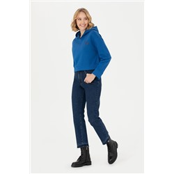 Kadın Saks Kapüşonlu Sweatshirt