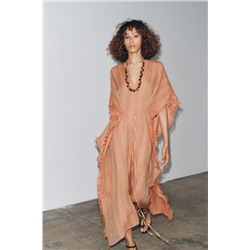 ZW COLLECTION 100% LINEN MULTI-POSITION KAFTAN DRESS
