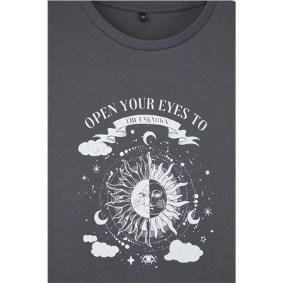 Antrasit Bisiklet Yaka %100 Pamuk Örme T-Shirt TBBSS23BF00030