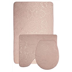 Bonny Home Damask 3’lü Pudra Ultrasoft Desenli Klozet Takımı Banyo Halısı Paspas Seti BnyUltraDesen
