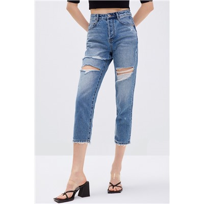 Vaquero slim fit 7/8 de tiro alto Azul