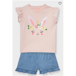 Set - Kurzarmshirt und Jeans-Shorts - Bio-Baumwolle