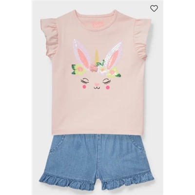 Set - Kurzarmshirt und Jeans-Shorts - Bio-Baumwolle