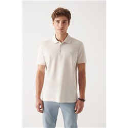 Avva Erkek Bej %100 Pamuk Serin Tutan Standart Fit Normal Kesim Polo Yaka T-shirt E001004