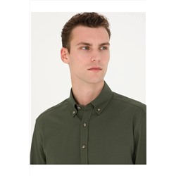 Pierre Cardin Haki Regular Fit Uzun Kollu Gömlek EGEBUTİK 1742472.VR036