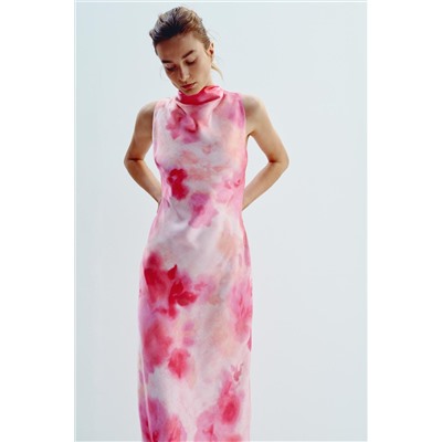 TIE-DYE SATIN MIDI DRESS