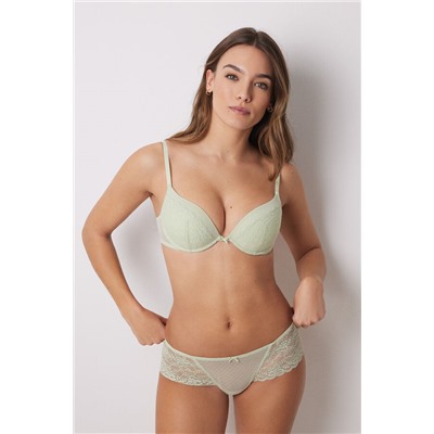 GORGEOUS Sujetador push up relleno encaje tul plumeti verde