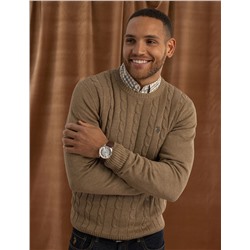 MENS BROWN STRAP GOLD ACCENT WATCH