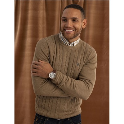 MENS BROWN STRAP GOLD ACCENT WATCH