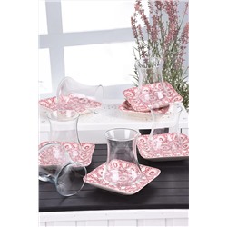 Keramika İknat Pembe Çay Takımı 12 Parça 6 Kişilik- 17947 TC032012F021AD68J00MATT300