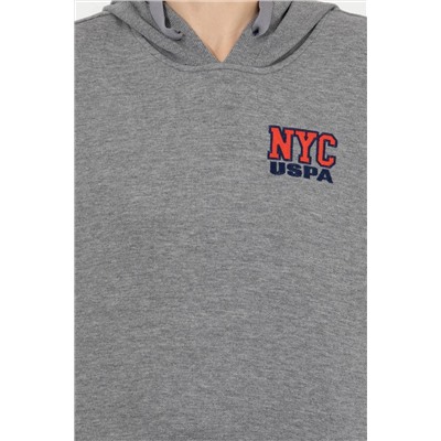 Kadın Gri  Melanj Kapüşonlu Sweatshirt